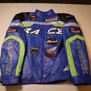 Race Freak Blue and Black Faux Leather Jacket